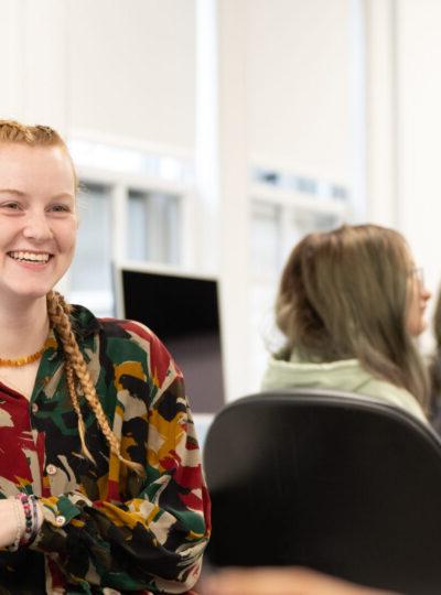 Female student in class